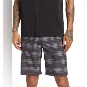 NWT Rip Curl Men's 36 Mirage Pier Boardwalks Board Shorts Striped Grey Swim Surf